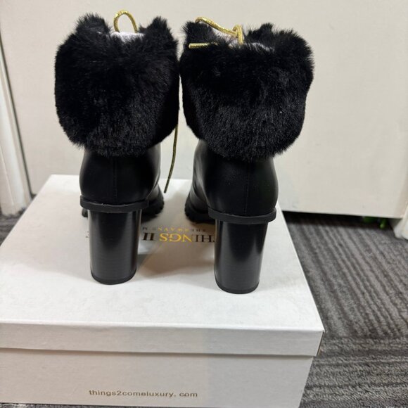 Things2Come by Shawné Mahoney “Maliyana” Luxe Combat Heel Boots | Black/Gold | S - Picture 7 of 11